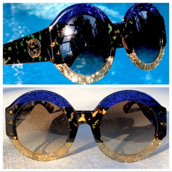 GUCCI 51mm Blue and Gold GLITTER sunglasses main image 3